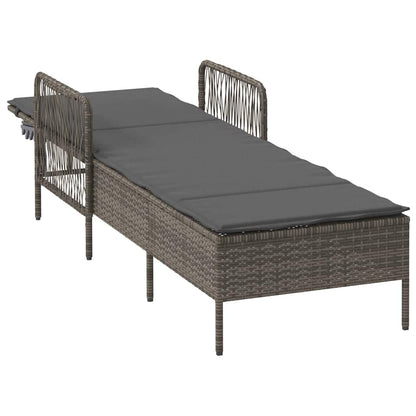 Lettino prendisole 1-persona Grigio 157 x 55 x 92cm polyrattan