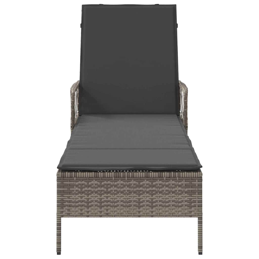Lettino prendisole 1-persona Grigio 157 x 55 x 92cm polyrattan