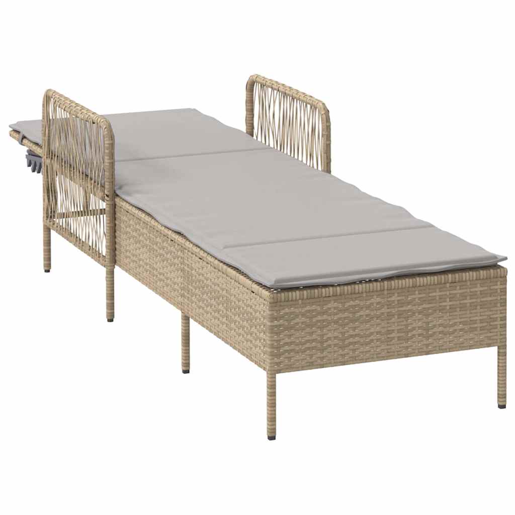 Lettino prendisole con cuscino Beige 157 x 55 x 92cm polyrattan