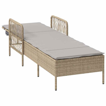 Lettino prendisole con cuscino Beige 157 x 55 x 92cm polyrattan