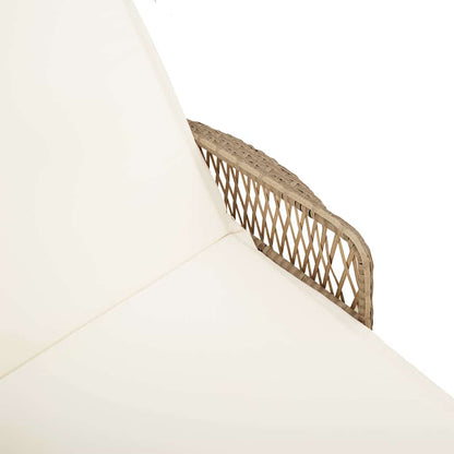 Lettino prendisole con cuscino Beige 157 x 55 x 92cm polyrattan