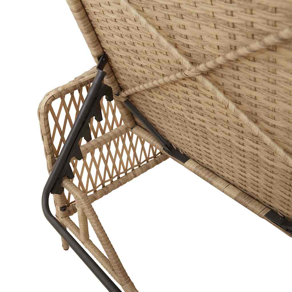 Lettino prendisole con cuscino Beige 157 x 55 x 92cm polyrattan