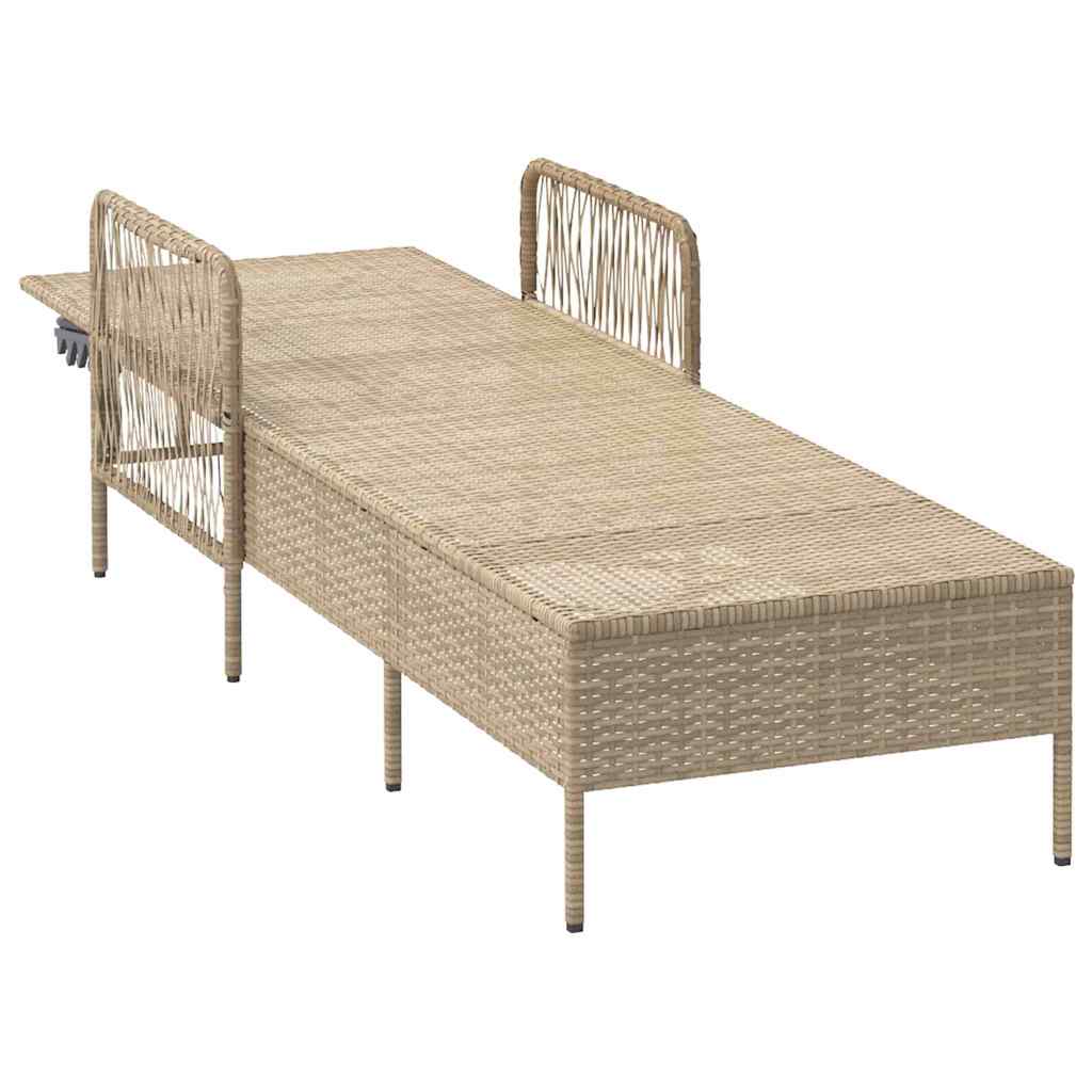 Lettino prendisole con cuscino Beige 157 x 55 x 92cm polyrattan