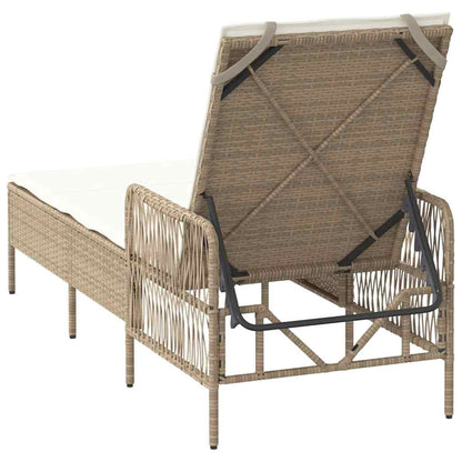 Lettino prendisole con cuscino Beige 157 x 55 x 92cm polyrattan
