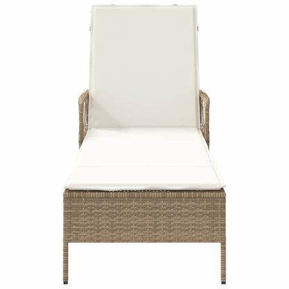 Lettino prendisole con cuscino Beige 157 x 55 x 92cm polyrattan