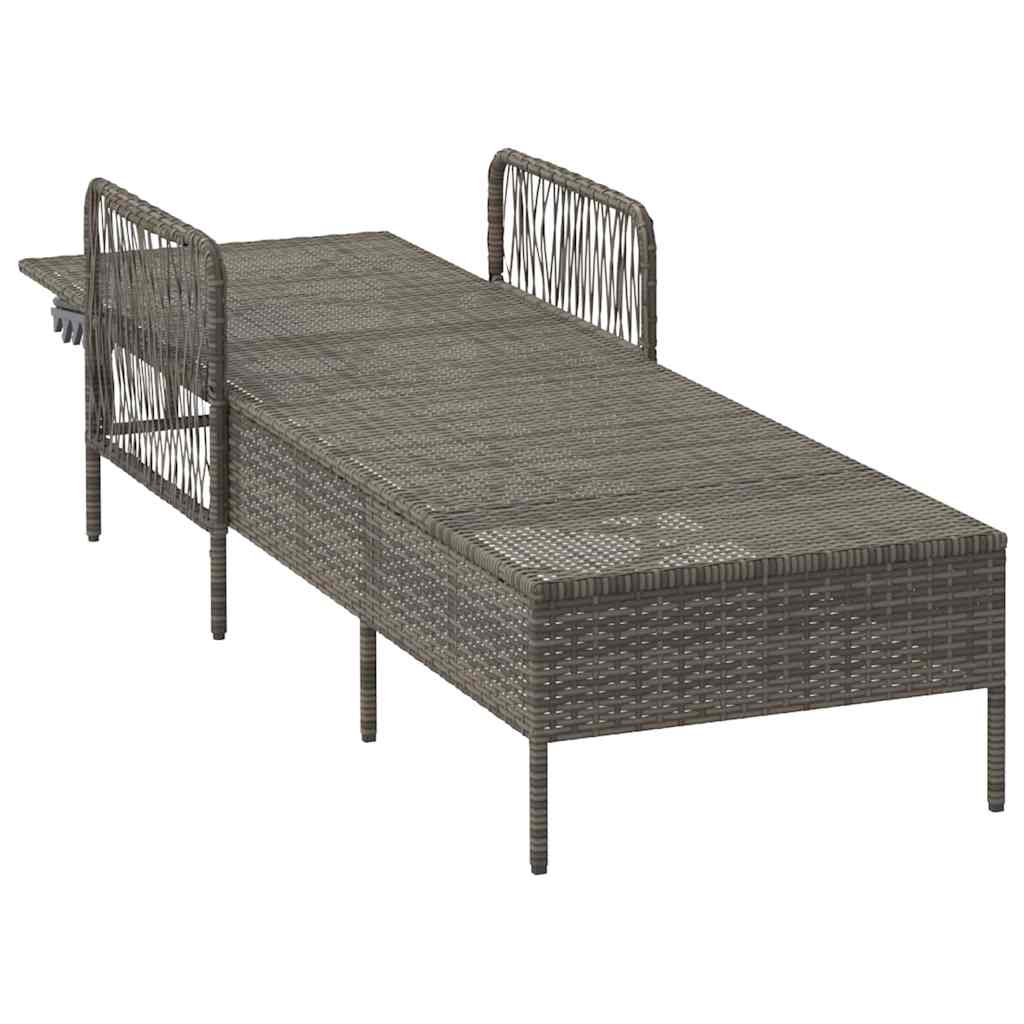 Lettino prendisole 1-persona Grigio 157 x 55 x 92cm polyrattan