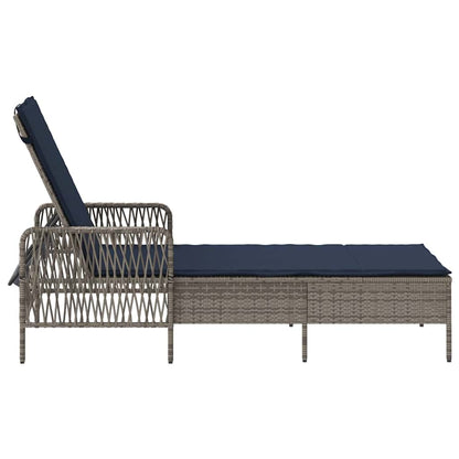 Lettino prendisole 1-persona Grigio 157 x 55 x 92cm polyrattan