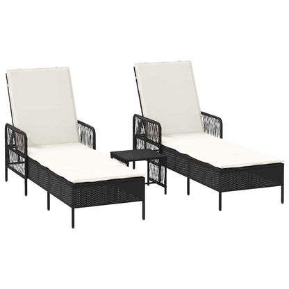 Lettino prendisole 2 pcs Nero 35 x 35 x 32cm polyrattan