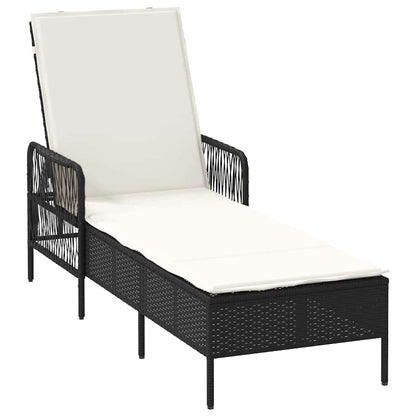 Lettino prendisole 2 pcs Nero 35 x 35 x 32cm polyrattan