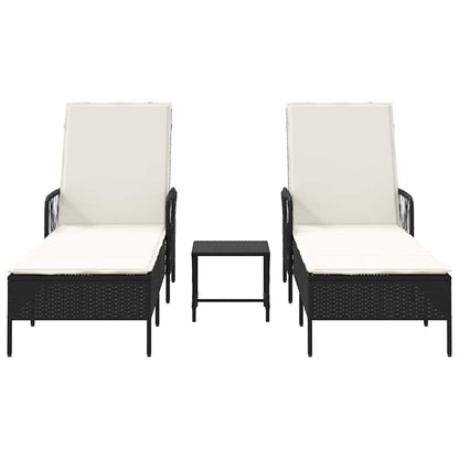 Lettino prendisole 2 pcs Nero 35 x 35 x 32cm polyrattan