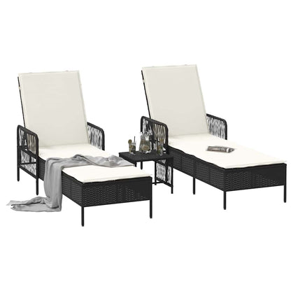 Lettino prendisole 2 pcs Nero 35 x 35 x 32cm polyrattan