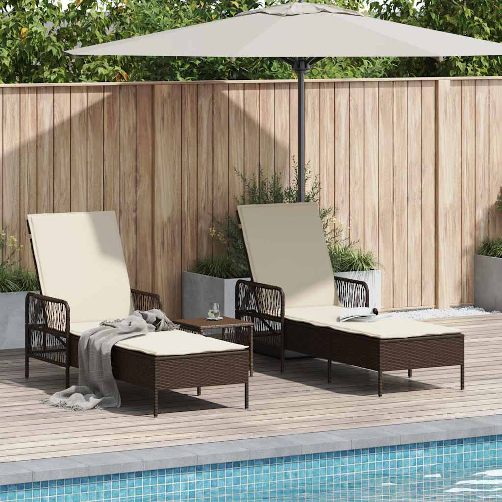 Lettino prendisole 2 pcs Marrone 35 x 35 x 32cm polyrattan