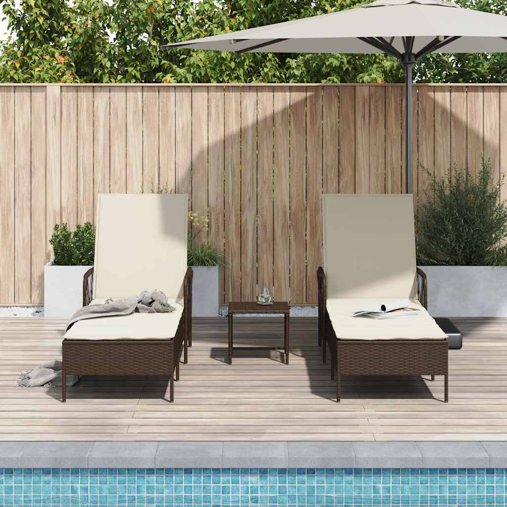Lettino prendisole 2 pcs Marrone 35 x 35 x 32cm polyrattan