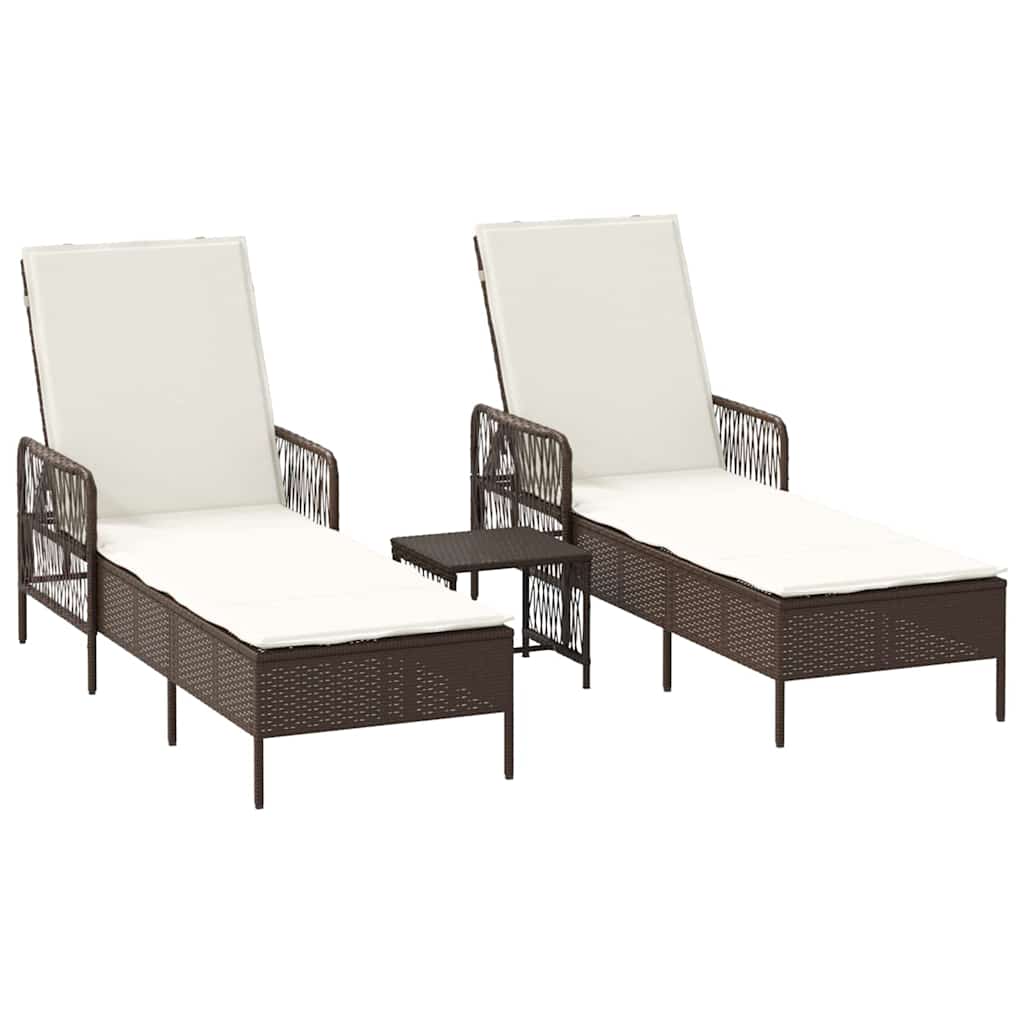 Lettino prendisole 2 pcs Marrone 35 x 35 x 32cm polyrattan