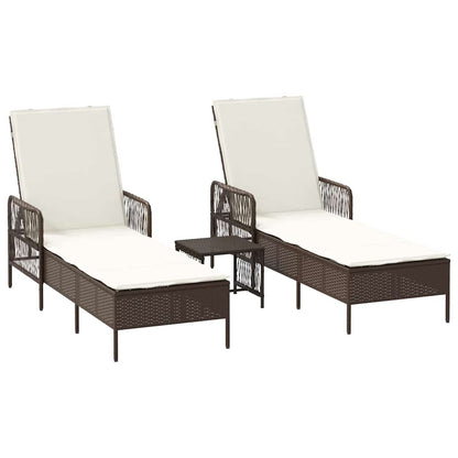 Lettino prendisole 2 pcs Marrone 35 x 35 x 32cm polyrattan