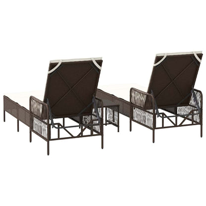 Lettino prendisole 2 pcs Marrone 35 x 35 x 32cm polyrattan