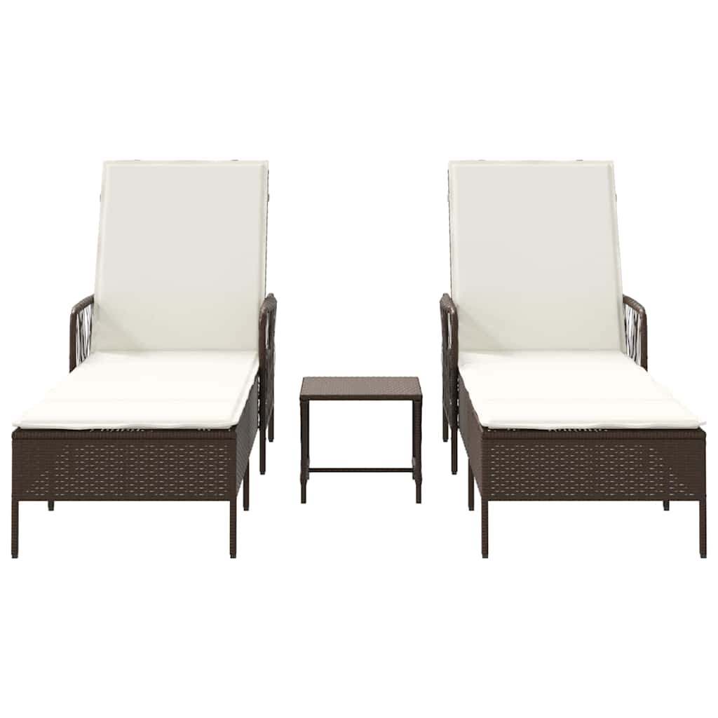 Lettino prendisole 2 pcs Marrone 35 x 35 x 32cm polyrattan