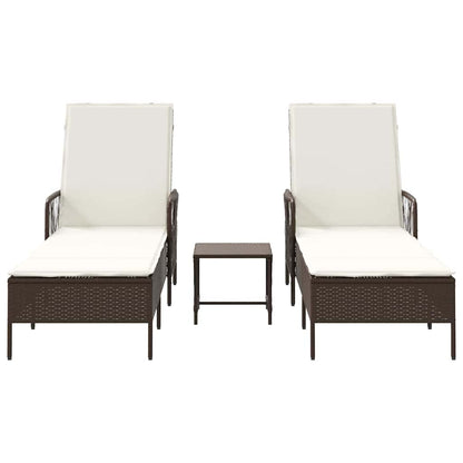 Lettino prendisole 2 pcs Marrone 35 x 35 x 32cm polyrattan