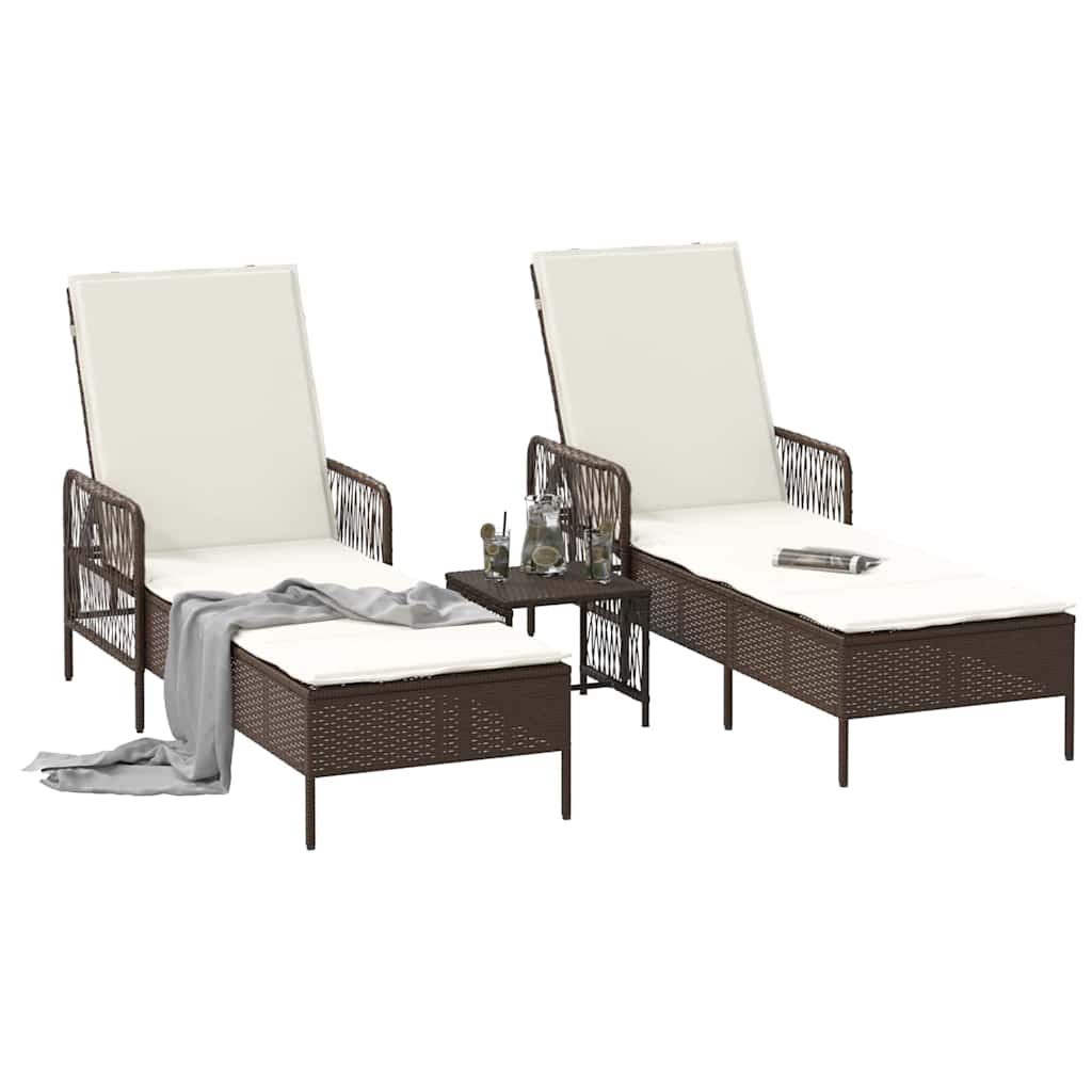 Lettino prendisole 2 pcs Marrone 35 x 35 x 32cm polyrattan