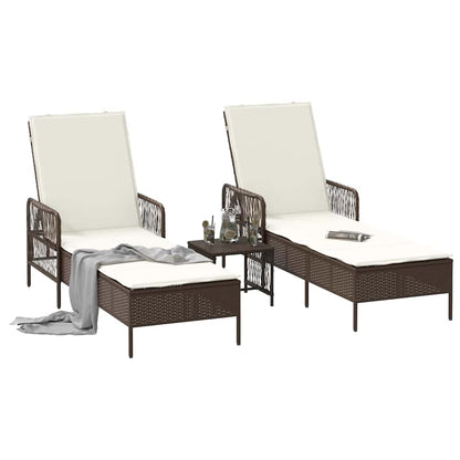 Lettino prendisole 2 pcs Marrone 35 x 35 x 32cm polyrattan