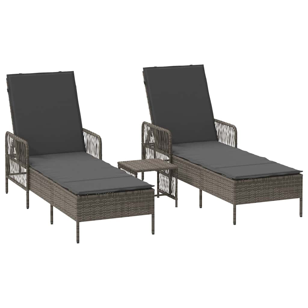 Lettino prendisole 2 pcs Grigio 35 x 35 x 32cm polyrattan