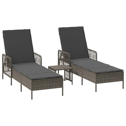 Lettino prendisole 2 pcs Grigio 35 x 35 x 32cm polyrattan