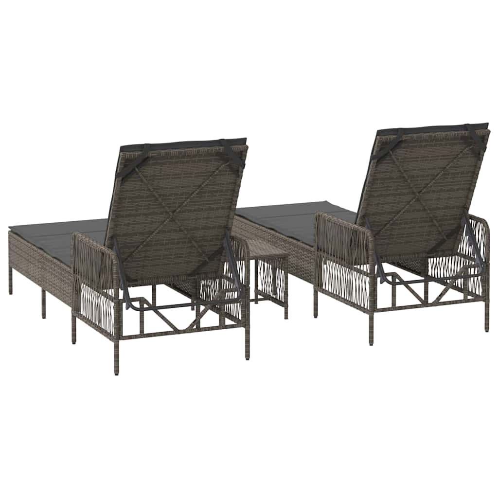 Lettino prendisole 2 pcs Grigio 35 x 35 x 32cm polyrattan