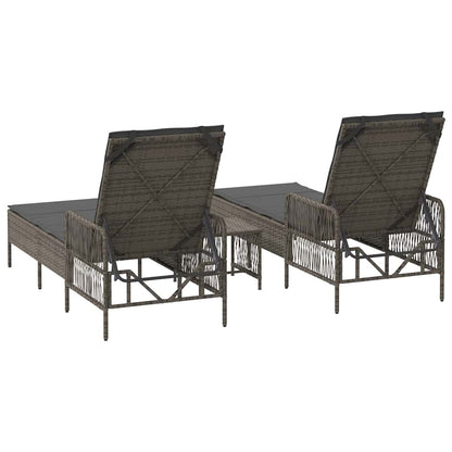 Lettino prendisole 2 pcs Grigio 35 x 35 x 32cm polyrattan