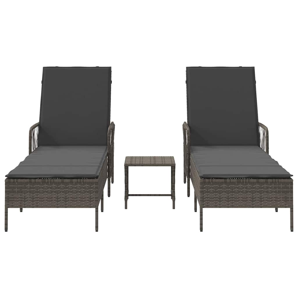 Lettino prendisole 2 pcs Grigio 35 x 35 x 32cm polyrattan