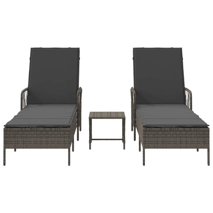 Lettino prendisole 2 pcs Grigio 35 x 35 x 32cm polyrattan