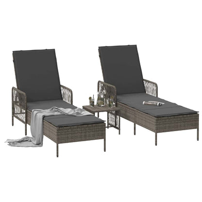 Lettino prendisole 2 pcs Grigio 35 x 35 x 32cm polyrattan