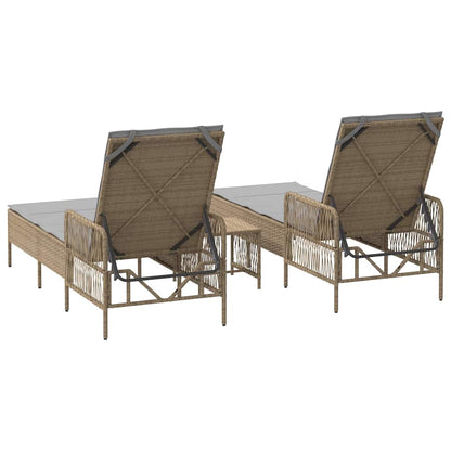 Lettino prendisole 2 pcs Beige 35 x 35 x 32cm polyrattan