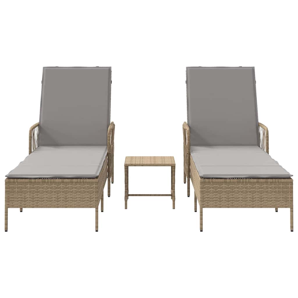 Lettino prendisole 2 pcs Beige 35 x 35 x 32cm polyrattan