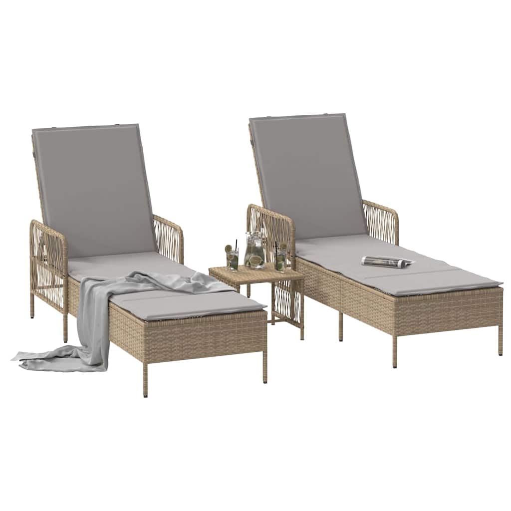 Lettino prendisole 2 pcs Beige 35 x 35 x 32cm polyrattan