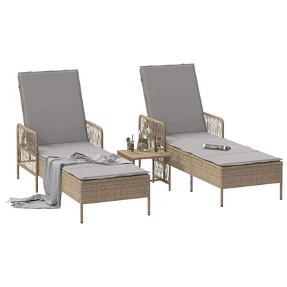 Lettino prendisole 2 pcs Beige 35 x 35 x 32cm polyrattan