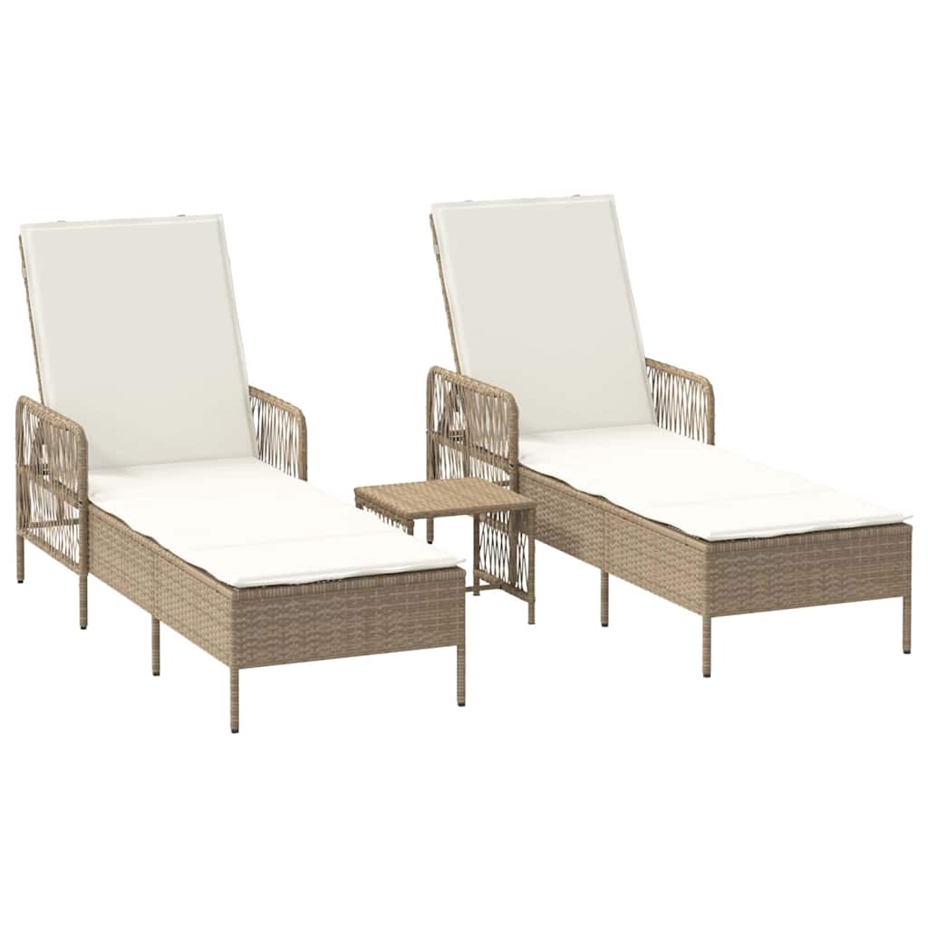 Lettino prendisole 2 pcs Beige 35 x 35 x 32cm polyrattan