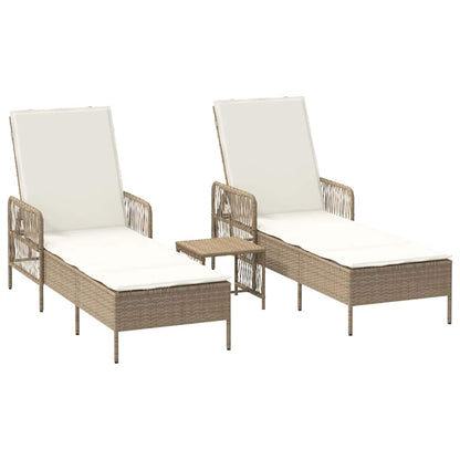 Lettino prendisole 2 pcs Beige 35 x 35 x 32cm polyrattan
