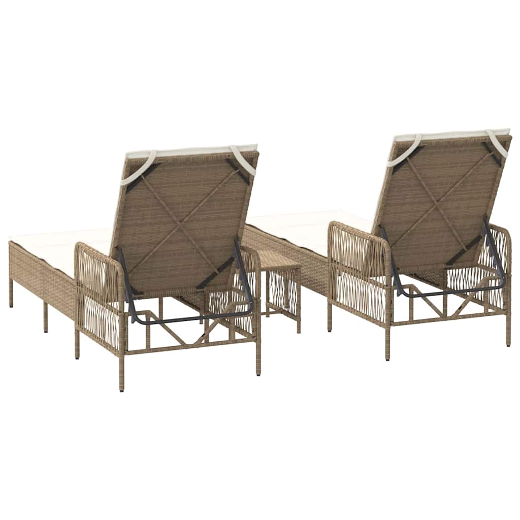 Lettino prendisole 2 pcs Beige 35 x 35 x 32cm polyrattan