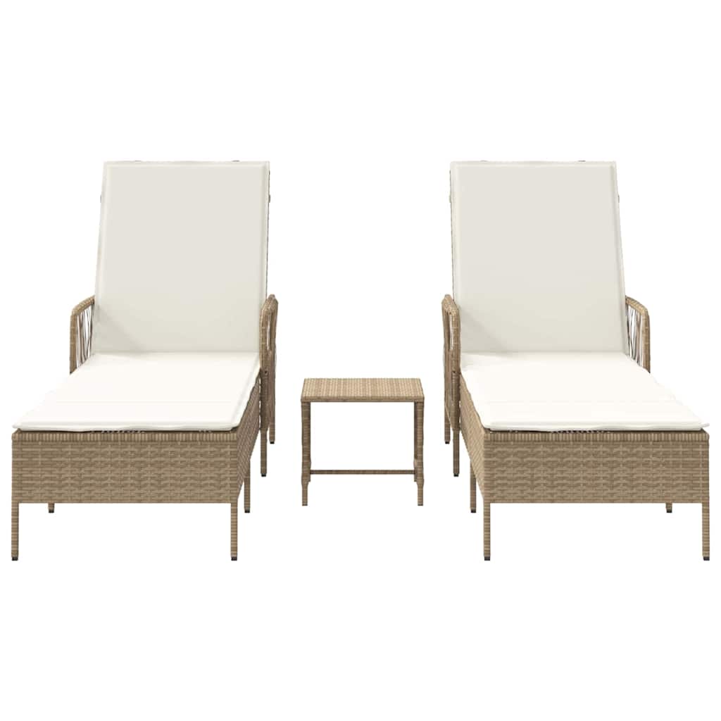 Lettino prendisole 2 pcs Beige 35 x 35 x 32cm polyrattan