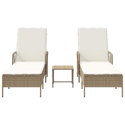Lettino prendisole 2 pcs Beige 35 x 35 x 32cm polyrattan