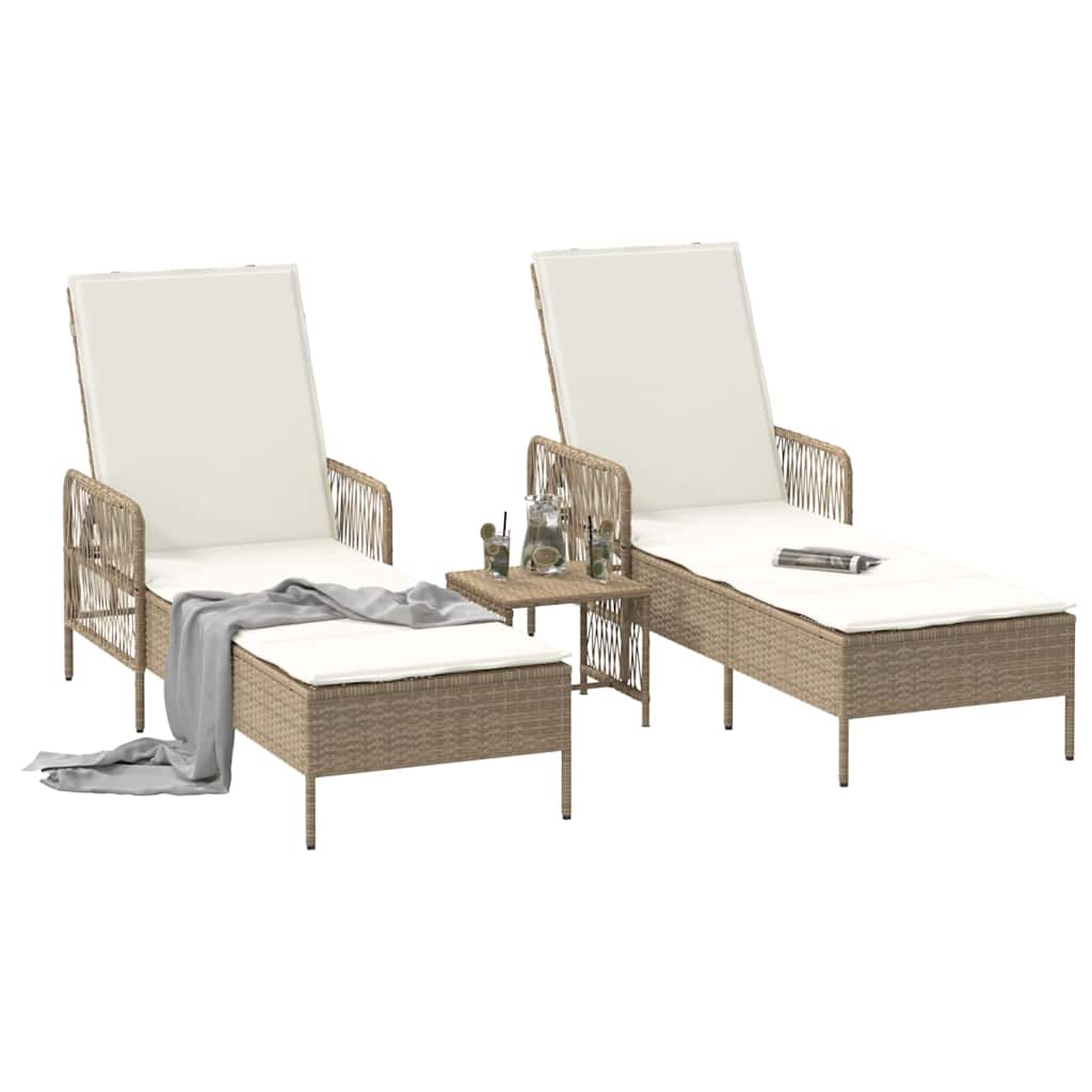 Lettino prendisole 2 pcs Beige 35 x 35 x 32cm polyrattan
