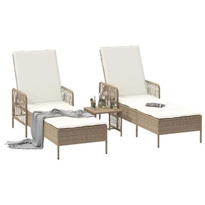 Lettino prendisole 2 pcs Beige 35 x 35 x 32cm polyrattan