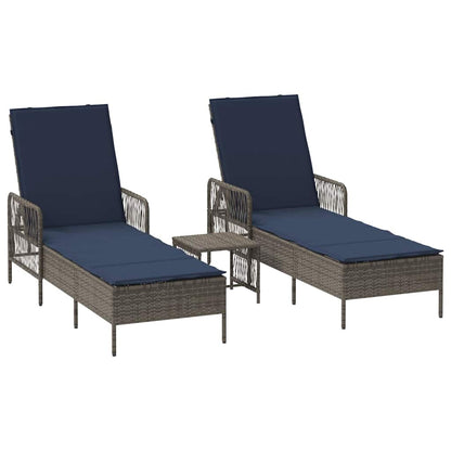 Lettino prendisole 2 pcs Grigio 35 x 35 x 32cm polyrattan