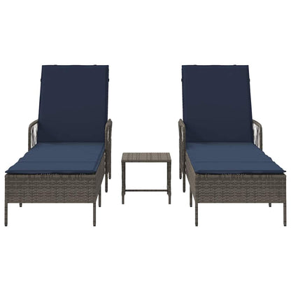 Lettino prendisole 2 pcs Grigio 35 x 35 x 32cm polyrattan