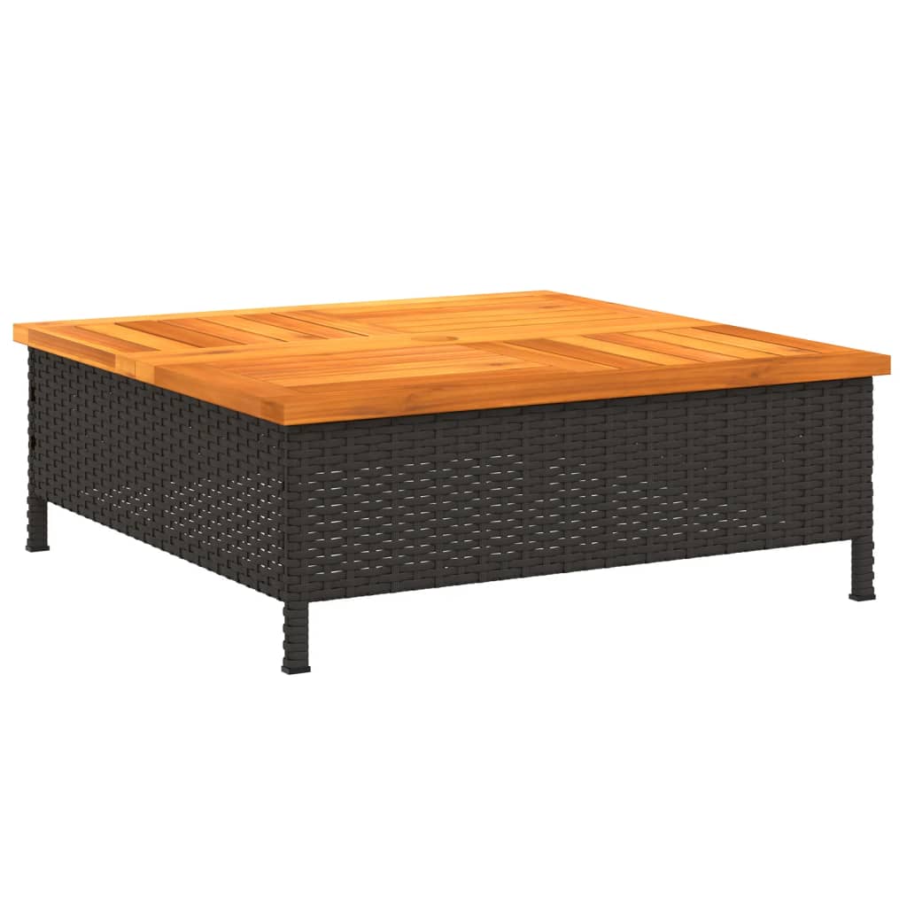 Copertura Base Ombrellone Nera 70x70x25 cm Polyrattan e Acacia - homemem39