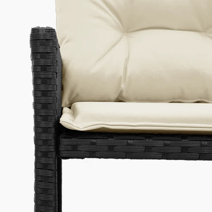 Divano da Giardino con Tavolo e Cuscini a L Nero in Polyrattan | homemem39