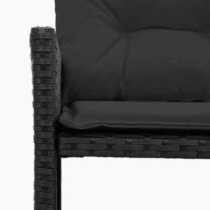 Divano da Giardino con Tavolo e Cuscini a L Nero in Polyrattan | homemem39