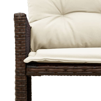 Divano da Giardino con Tavolo e Cuscini a L Marrone Polyrattan | homemem39