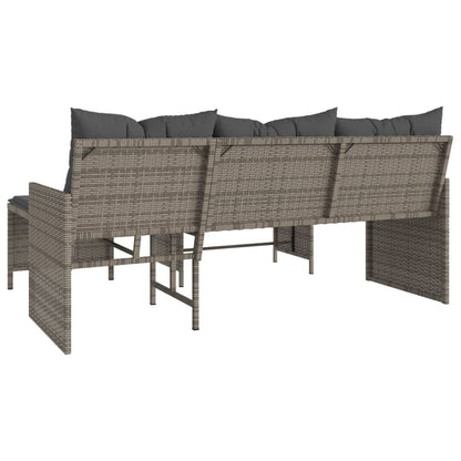 Divano da Giardino con Tavolo e Cuscini a L Grigio Polyrattan | homemem39