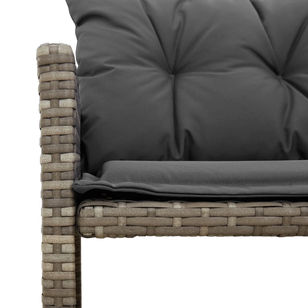 Divano da Giardino con Tavolo e Cuscini a L Grigio Polyrattan | homemem39